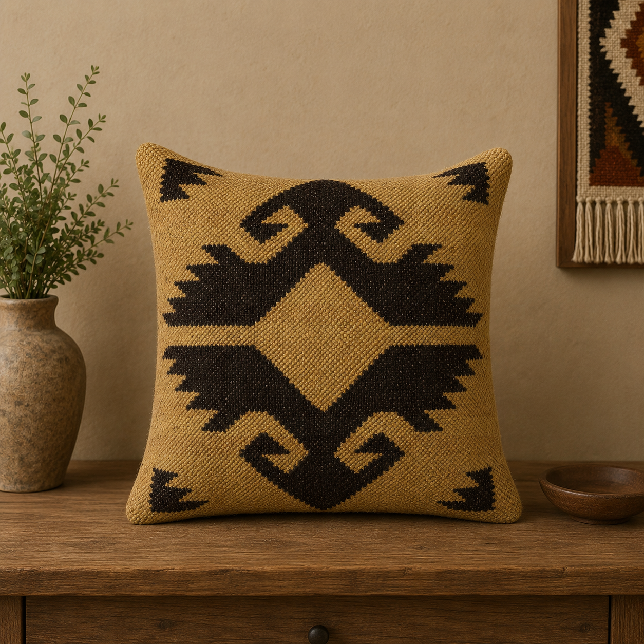 Four-Diamond Kilim Cushion Cover